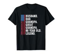 Husband Dad Great Grandpa 80 Year Old Legend 80th Birthday Maglietta