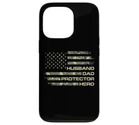 Husband Dad Protector Hero For Christmas Camo American Flag Custodia per iPhone 13 Pro