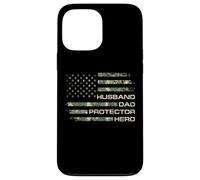 Husband Dad Protector Hero For Christmas Camo American Flag Custodia per iPhone 13 Pro Max