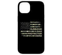 Husband Dad Protector Hero For Christmas Camo American Flag Custodia per iPhone 14 Plus