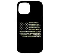 Husband Dad Protector Hero For Christmas Camo American Flag Custodia per iPhone 15