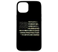 Husband Dad Protector Hero For Christmas Camo American Flag Custodia per iPhone 15 Plus