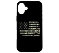 Husband Dad Protector Hero For Christmas Camo American Flag Custodia per iPhone 16 Plus