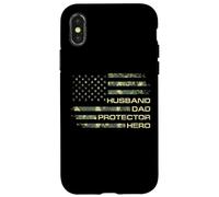Husband Dad Protector Hero For Christmas Camo American Flag Custodia per iPhone X/XS