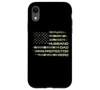 Husband Dad Protector Hero For Christmas Camo American Flag Custodia per iPhone XR