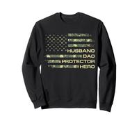 Husband Dad Protector Hero for Christmas Camo American Flag Felpa