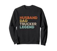 Husband Dad Trucker Legend Autoarticolato Retro Camionista Felpa