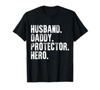 Husband Daddy Protector Hero Funny Father's Day Mens Maglietta