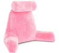 Husband Pillow Cuscino Marito grande da riposo lettura e supporto schienale letto - In Memory Foam Premium triturata con cuscino per il collo a rullo staccabile, Rosa