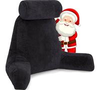 Husband Pillow Cuscino Marito grande da riposo lettura e supporto schienale letto - In Memory Foam Premium triturata con cuscino per il collo a rullo staccabile, Nero