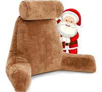 Husband Pillow Cuscino Marito grande da riposo lettura e supporto schienale letto - In Memory Foam Premium triturata con cuscino per il collo a rullo staccabile, Abbronzato