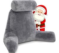 Husband Pillow Cuscino Marito Grande da Riposo Lettura e Supporto Schienale Letto - in Memory Foam Premium triturata con Cuscino per Il Collo a Rullo Staccabile, Grigio Scuro