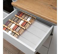 Husfunov Organizer per cassetti per spezie in acrilico, 4 ripiani, confezione da 4 vassoi trasparenti per cassetto/piano di lavoro, espandibile da 27,9 cm a 55,9 cm, organizer per condimenti da cucina