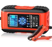 Husgw 10A Caricabatteria da Auto, 12V / 24V 10A Multi Protezioni Carica Batteria Moto,Intelligente Schermo LCD Carica Batterie Completamente Automatico per Moto,Barche, Auto, Batteria AGM/Litio.