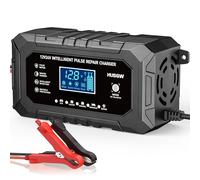 Husgw 15A Caricabatterie per Auto, Carica Portatile Batteria Auto LiFePO4 da 12V/24V, Caricabatteria di Mantenimento Iintelligente 9 Livelli, Protezioni Multiple,Adatto Auto, Camion, Motociclette