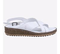 Hush Puppies Elena Croce Sopra Donna Sandali Con Zeppa IN Pelle Bianco