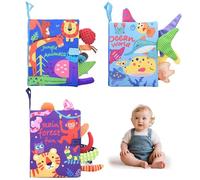 HUSHAX Libri Sensoriali Neonato, Libro Morbido Neonato 0-3-6-9-12mesi, Fühlbuch aus Stoff mit Tier Motiven, Morbidi Libro Sensoriale Neonati Animali della Giungla, Un Regalo Adatto al Bambino