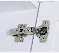 Hushed Hardware Confezione da 20 cerniere per armadietti con sovrapposizione completa senza cornice, velocità di chiusura ammortizzata, cerniere a chiusura ammortizzata di alta qualità per mobili da