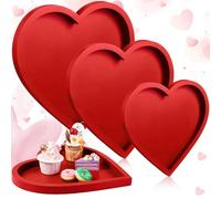 Hushee 3 vassoi da portata in legno a forma di cuore per San Valentino, piatti da portata e vassoi per San Valentino, decorazioni da tavola per casa e ufficio, 3 misure