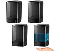 Hushee 4 dispenser di sapone da parete in plastica, per uso commerciale, manuale, dispenser da parete per cucina, doccia, hotel, shampoo liquido, gel, camera (1000 ml, tutto nero)