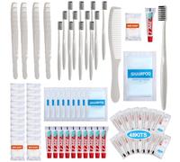 Hushee Kit per l'igiene personale, 48 pezzi, kit di articoli da toeletta di base, per uomini e donne, per viaggi di beneficenza, tra cui shampoo, spazzolino da denti, dentifricio, pettine e bagno