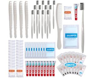 Hushee Kit per l'igiene personale, 48 pezzi, kit di articoli da toeletta di base, per uomini e donne, per viaggi di beneficenza, tra cui shampoo, spazzolino da denti, dentifricio, pettine e bagno