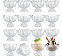 Hushee Set di 12 ciotole da dessert in vetro trasparente a forma di tulipano, da 144,6 g, per gelato, parfait, dessert, insalata, frullati, snack, cocktail, condimenti e feste