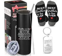Hushee Set regalo divertente da 3 pezzi, con scritta "Always Remember Are Braver Than Believe", tazza da 590 ml e portachiavi con scritta "Best Brother in law Ever", per Natale e compleanno