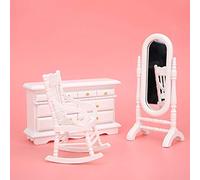 HUSHUI 1:12 Mini Mobili Accessori per Casa delle Bambole Set Moderno Letto Matrimoniale Bianco per la Decorazione della Sala Giochi dei Bambini (6 kit)
