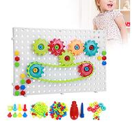HUSHUI 133 Pezzi di Catena di Ingranaggi Fai da Te per Divertimento Educativo, Giocattolo di Assemblaggio Colorato e Coinvolgente per Bambini sopra i 3 Anni, Materiale Plastico, Regalo Perfetto