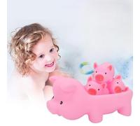 HUSHUI 4 Pezzi di Giocattoli da Bagno per Maialini da Spremere per Divertenti Giochi D'acqua, Materiale in PVC Resistente, Design Rosa Carino