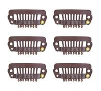 HUSHUI 50 Pz 8 Denti Pettine a Scatto Clip per Parrucca Gomma Resistente in Acciaio Inossidabile per Estensioni dei Capelli e Parrucche Negozio di Barbiere a Casa (Marrone medio)