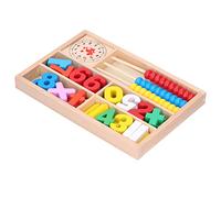 HUSHUI Abaco in Legno Blocchi Aritmetici Giocattolo Colorato per L'apprendimento della Matematica per la Prima Educazione dei Bambini 26,8 X 18,1 Cm