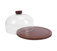 HUSHUI Alzata per Torte in Legno con Coperchio a Cupola in Vetro, Base Girevole per Esporre Torte, Piatto da Portata Multifunzionale per Matrimoni, Feste, Riunioni di Famiglia