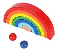 HUSHUI Arcobaleno Stacker Blocchi di Costruzione in Legno Divertente Puzzle Colorato per Bambini per L'educazione e il Tempo Libero, 7 Pezzi, 18 X 9 Cm
