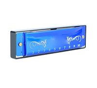 HUSHUI Armonica a Bocca Standard Professionale a 10 Fori per Bambini Principianti, Facile da Usare, Leggera con Materiale Resistente in Alluminio e Acciaio Inossidabile (Blu)