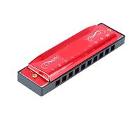 HUSHUI Armonica a Bocca Standard Professionale a 10 Fori per Bambini Principianti, Facile da Usare, Leggera con Materiale Resistente in Alluminio e Acciaio Inossidabile (Rosso)