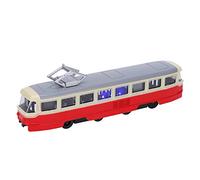 HUSHUI Auto Giocattolo di Simulazione 1:90 per Bambini con Funzioni Sonore e Luminose Ideale Come Regalo e Decorazione Auto in Lega con Retromarcia in più Colori (classico tram rosso)
