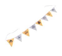 HUSHUI Bandiere Triangolari Durevoli con Stendardo Multicolore per la Decorazione del Giardino Esterno, Tessuto Oxford da 2,5 M (Bianco Arancio)
