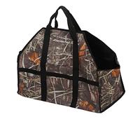 HUSHUI Borsa per Legna da Ardere di Grande capacità con Manico Robusto per Campeggio All'aperto Tessuto Oxford 600D Foglia Mimetica Dimensioni 45,5x61x29 Cm