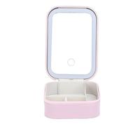 HUSHUI Borsa per Trucco con Specchio LED, Scatola Portagioielli Portatile, Custodia per Trucco Donna con Touch Screen Dimmerabile