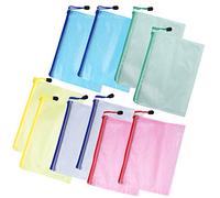 HUSHUI Borsa Portadocumenti con Cerniera 10 Pezzi A5 Forniture per Ufficio Durevoli per L'organizzazione e L'archiviazione di Documenti, Rete in PVC Impermeabile, 17,8 Cm X 23,9 Cm