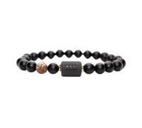 HUSHUI Bracciale Elasticizzato con Perline Nere Corda Elastica Resistente per Gioielli di Buona Fortuna per Uomini e Donne 19 Cm (20.04)