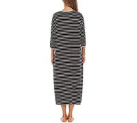 HUSHUI Camicia da notte a righe da donna, elegante, con cerniera e scollo rotondo, biancheria da notte per la casa, camera da letto, 100% poliestere, taglia S-2XL, nero, S (grande)