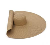 HUSHUI Cappello di Paglia, Cappello di Paglia floscio Cappello da Sole Oversize Cappello da Sole a Tesa Larga da Spiaggia Protezione Solare Anti-UV Pieghevole Arrotolabile Cappello Estivo