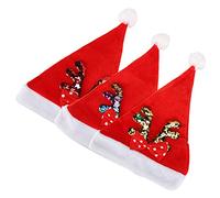 HUSHUI Cappello Natalizio per Uomo e Donna, Cappello Natalizio in Morbido Cotone con Corna e Fiocco per Feste di Natale, Misura Unica, Confezione da 3