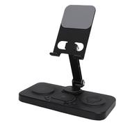HUSHUI Caricabatterie Wireless 6 in 1 per Dispositivi IOS con Sveglia e Supporto Pieghevole per Ufficio Domestico, Design Compatto, Materiale ABS (Nera)