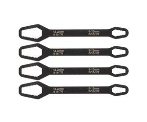 HUSHUI Chiave Autoserrante a Doppia estremità Ad Alta Durezza da 8 a 22 Mm per la Casa e L'industria Set da 4 Pezzi in Acciaio da 9,1 Pollici di Lunghezza (Nera)
