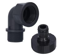 HUSHUI Connettore a Gomito Professionale con Set di Capezzoli, Confezione da 2 Adattatori per Tubi Flessibili per Uso in Giardino Esterno in Plastica (Cavo interno ed esterno con gomito direzionale