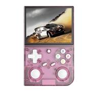 HUSHUI Console di Gioco retrò, Console di Gioco Portatile con Schermo da 3,5 Pollici con Memoria da 64 GB, Batteria da 3200 MAh, per Giochi Multiplayer con (Viola trasparente)